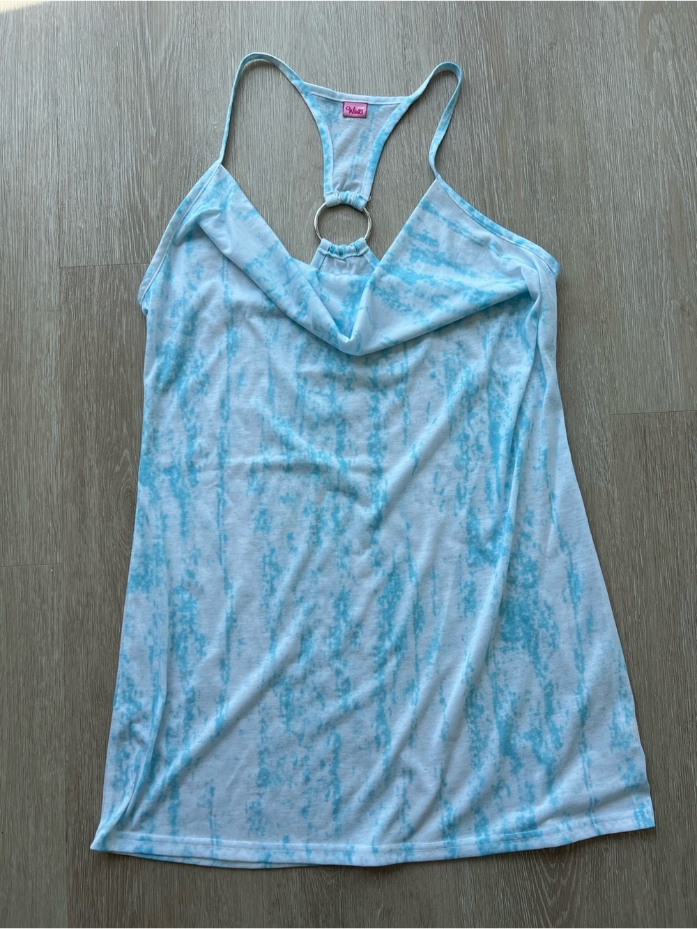 Winki Blue Tie-Dye Racerback Top with Ring Detail Summer Women’s Size Medium